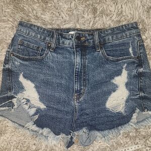 Eunina Lulu High Rise Cuff Off Shortie Distressed Size Med